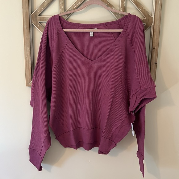 Free People Santa Clara Thermal Long Sleeve Top in Mulberry NWT - Picture 2 of 8